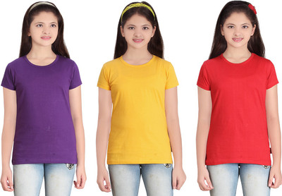 

FabTag - Sini Mini Girls Solid T Shirt(Multicolor