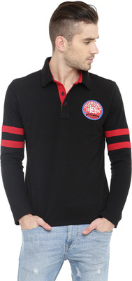 

Gritstones Solid Men's Polo Neck Black T-Shirt, Black52