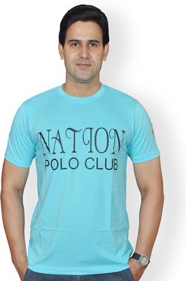 

Nation Polo Club Solid Men's Round Neck Blue T-Shirt