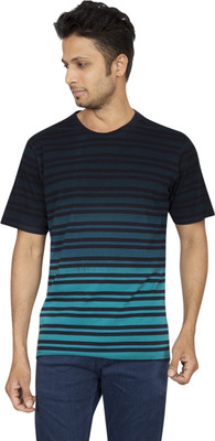 

Red Line Striped Men's Round Neck Blue T-Shirt