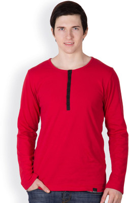 

Rigo Solid Men's Henley Red T-Shirt