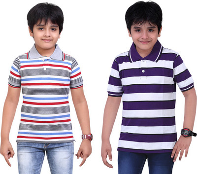 

Dongli Boys Striped T Shirt(Grey, Pack of 2), Multicolor