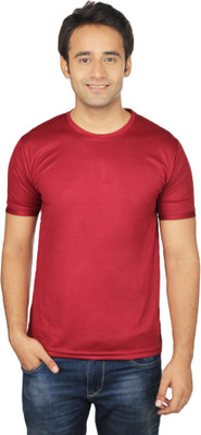

Quetzal Solid Men's Round Neck Maroon T-Shirt