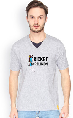 

Campus Sutra Solid Men V-neck Grey T-Shirt