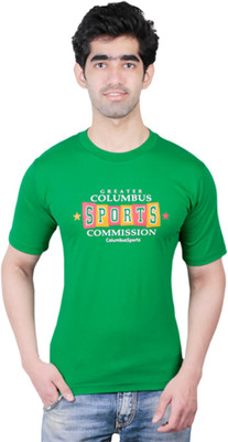 

Fashionable Printed Men's Round Neck Reversible Green T-Shirt