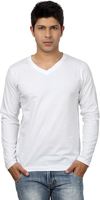 

Top Notch Solid Men's V-neck White T-Shirt