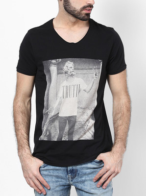 Jack & Jones Graphic Print Men's Round Neck Black T-Shirt