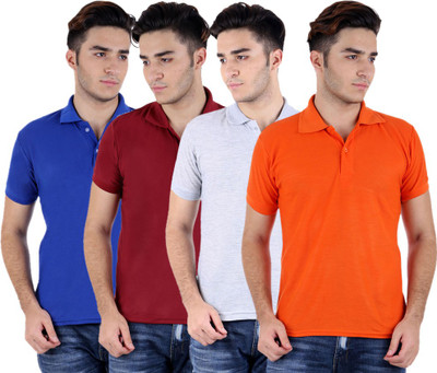 

Sanvi Traders Solid Men Polo Neck Multicolor T-Shirt(Pack of 4