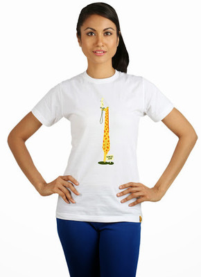 

Campus Sutra Printed Women's Round Neck White T-Shirt