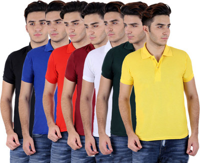 

Sanvi Traders Solid Men Polo Neck Multicolor T-Shirt(Pack of 7