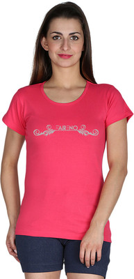 

Faireno Printed Women's Round Neck Pink T-Shirt