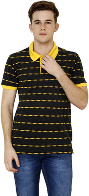 

Crux & Hunter Striped Men's Polo Neck Yellow T-Shirt