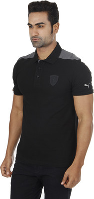 

Puma Solid Men' Polo Neck Black T-Shirt