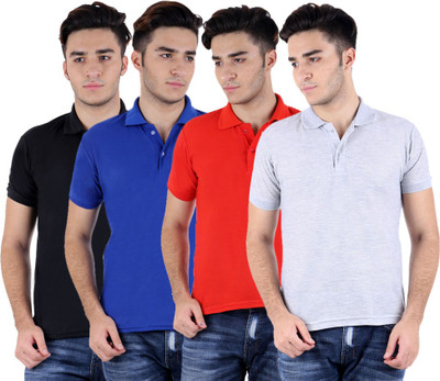 

Sanvi Traders Solid Men Polo Neck Multicolor T-Shirt(Pack of 4