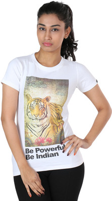 

The Indian Graphic Print Women's Round Neck White T-Shirt