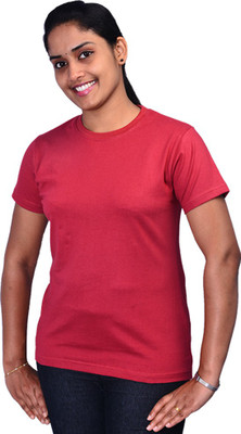 

Zorba Mart Solid Women's Round Neck Maroon T-Shirt