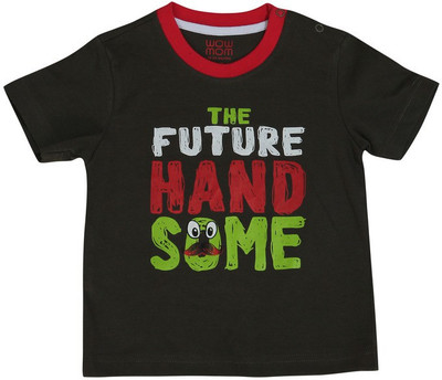 

Wow Mom Boys Printed T Shirt(Grey, Pack of 1, Olive