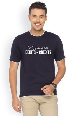

Campus Sutra Printed Men Round Neck Blue T-Shirt