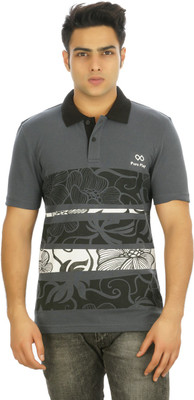 

Pure Play Printed Men's Round Neck Grey, Black T-Shirt, Blue