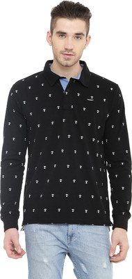 

Gritstones Printed Men's Polo Neck Black T-Shirt, Black49