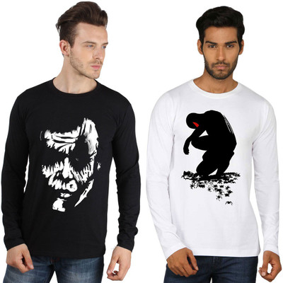 

SayItLoud Printed Men's Round Neck Black, White T-Shirt(Pack of 2