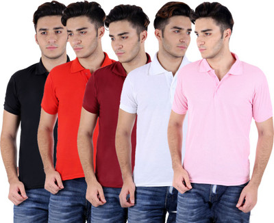 

Sanvi Traders Solid Men Polo Neck Multicolor T-Shirt(Pack of 5