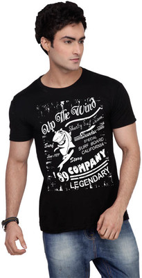 

Inkovy Graphic Print Men' Round Neck Black T-Shirt