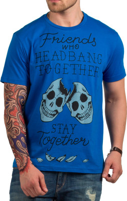 

HotTribes Printed Men' Round Neck Blue T-Shirt, Royal blue