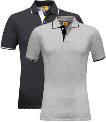 

Campus Sutra Solid Men Henley Multicolor T-Shirt(Pack of 2, Charcoal;grey