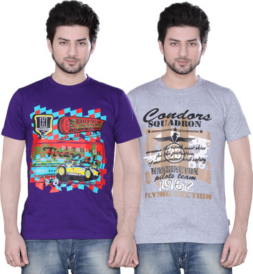 

Zebu Printed Men's Round Neck Multicolor T-Shirt(Pack of 2