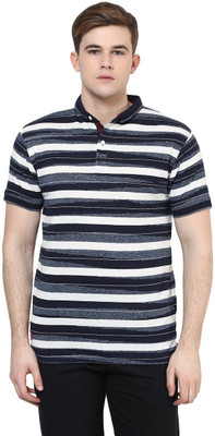 Cayman Striped Men's Polo Neck Multicolor T-Shirt, Navy