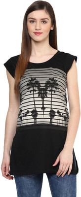 

Ajile by Pantaloons Graphic Print Women' Round Neck Black T-Shirt