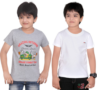 

Dongli Boys Solid T Shirt(Silver, Pack of 2)