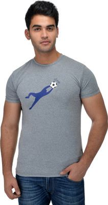 

Surly Printed Men's Round Neck Grey, Blue T-Shirt