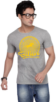 

Inkovy Graphic Print Men' Round Neck Grey T-Shirt