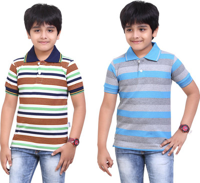 

Dongli Boys Striped T Shirt(Light Blue, Pack of 2), Combo color