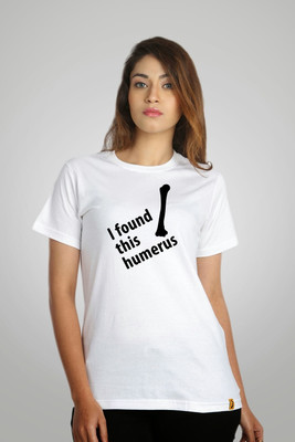 Campus Sutra Printed Women' Round Neck White T-Shirt