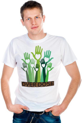 

6th Cross Graphic Print Men's Round Neck White T-Shirt
