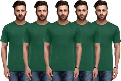 

Nitlon Solid Men's Round Neck Multicolor T-Shirt(Pack of 5, Green