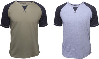 

Poshuis Solid Men's Round Neck Grey, Green T-Shirt(Pack of 2), Green;grey