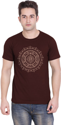 

Tantra Graphic Print Men's Round Neck Brown T-Shirt, Choco