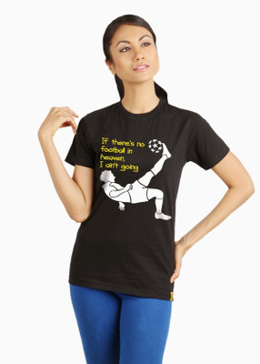 

Campus Sutra Printed Women's Round Neck Black T-Shirt