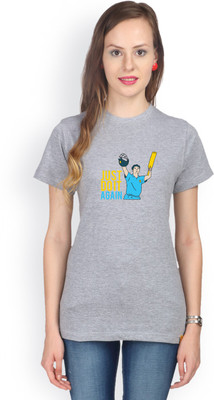

Campus Sutra Printed Women's Round Neck Grey T-Shirt