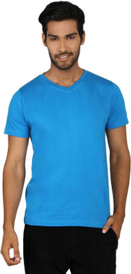 

SayItLoud Solid Men's V-neck Blue T-Shirt, Royal blue