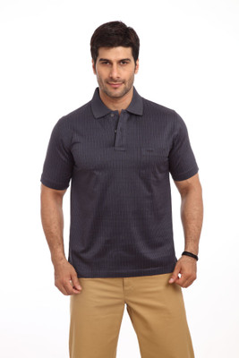 

ColorPlus Striped Men' Polo Neck Black T-Shirt