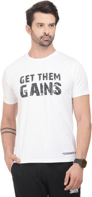 

RAWFITT Solid Men's Round Neck White, Black T-Shirt