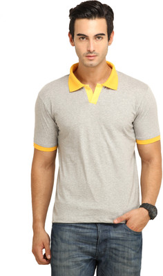 

Fio Solid Men' Polo Neck Yellow, Grey T-Shirt, Grey;yellow