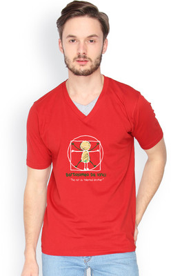 

Campus Sutra Solid Men V-neck Red T-Shirt