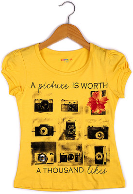 

Poppers by Pantaloons Girls Graphic Print T Shirt(Yellow, Mango