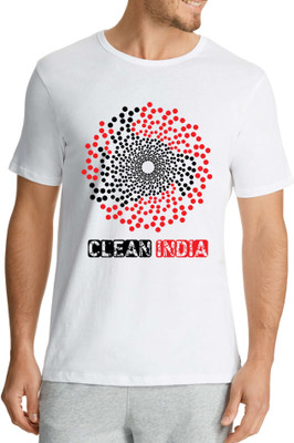 Alen Carter Printed Men Round Neck White T-Shirt